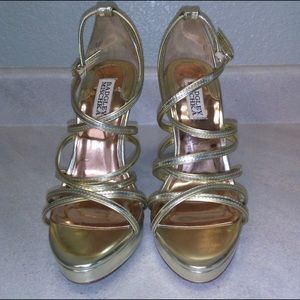 Badgley Mischka Gold Strappy Stiletto Size 7